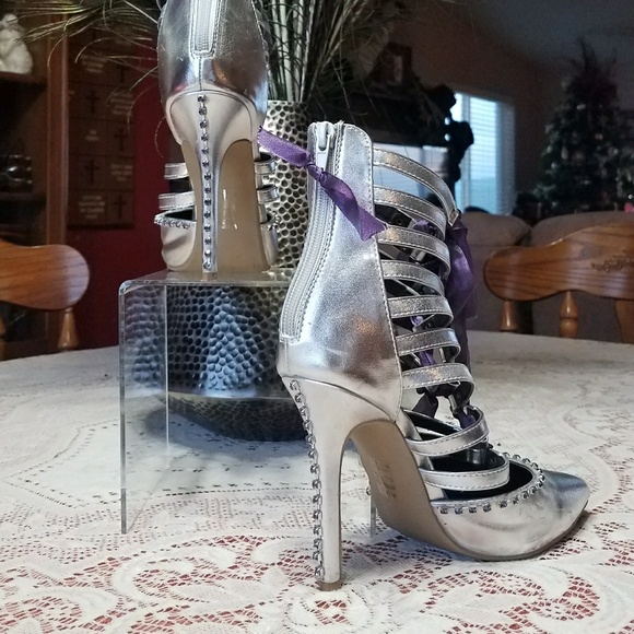 Shoe Republic LA Shoes - Lace-up 4 1/2" Cage Stilettos